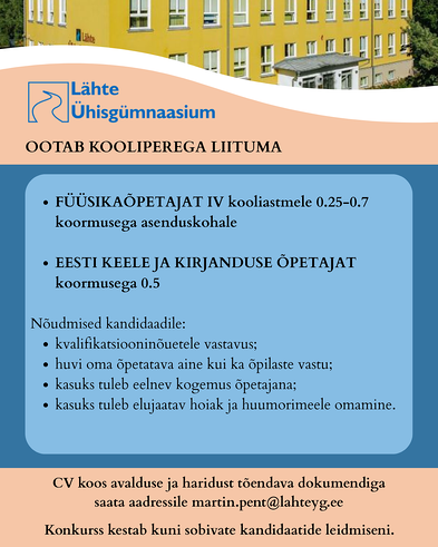 Otsime oma kooliperre uusi petajaid! 